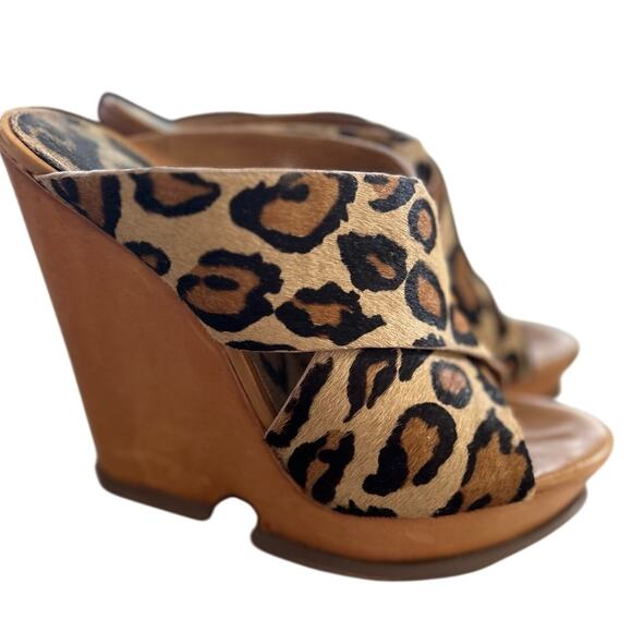 Sam Edelman Shoes - Sam Edelman Jorgia Leopard Tan Pony Hair & Leather Platform Wedge Sandal